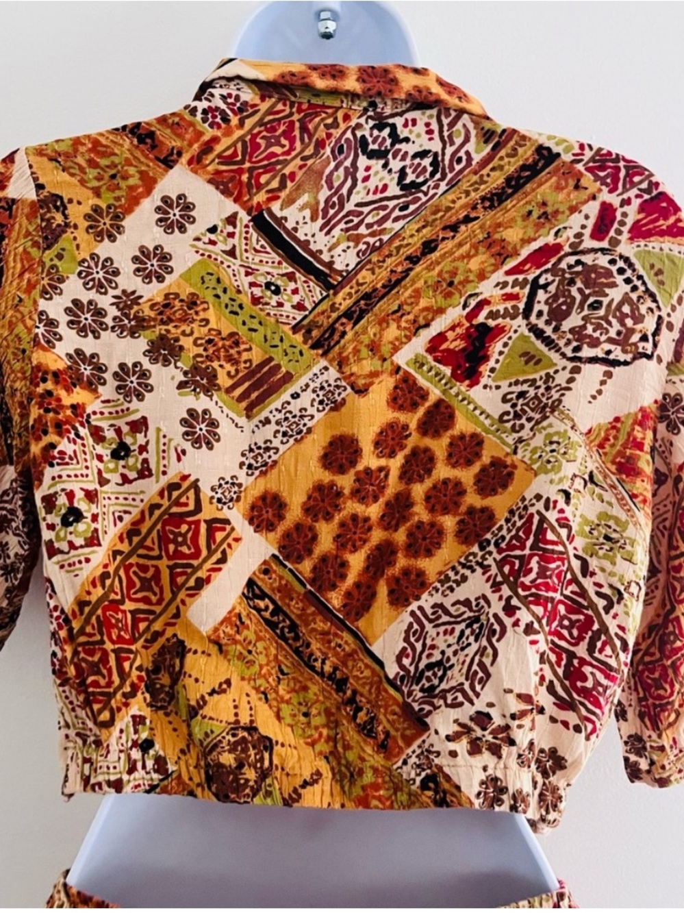 Christian Siriano NY Mustard Patchwork Print Crop Top & Jogger Set S - Picture 3 of 14